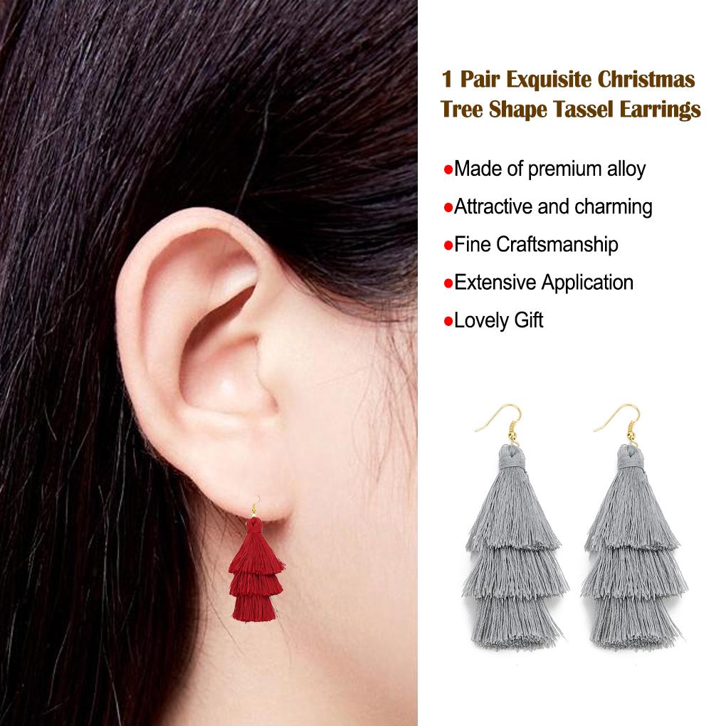 1 Pair Earring Style Jewelry Tassel Christmas Tree Bohemian Ear Earrings Dangle Exaggerated Accessories Women Vintage