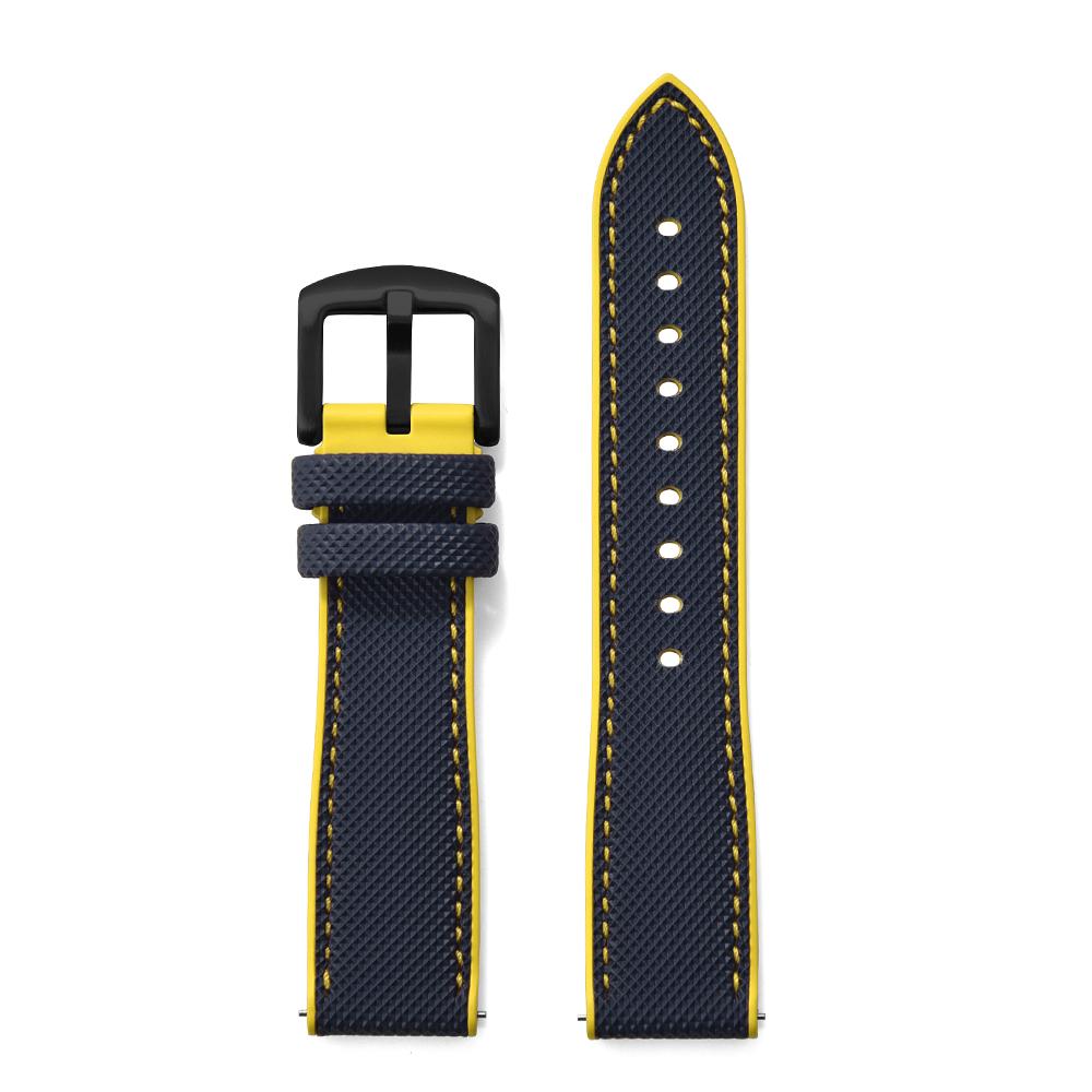 STAPELP Hybrid FKM Sailcloth Nylon Watch Strap 18mm 20mm 22mm 24mm Fluoro Rubber Leather Watchband For Each Brand Diving Watches