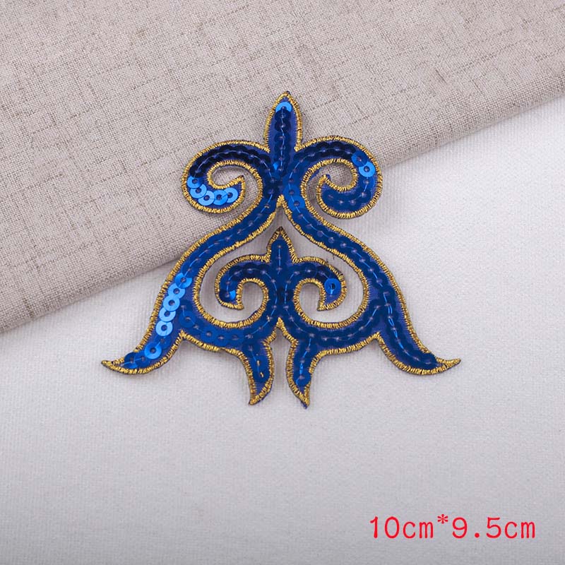 Diy Clothes Accessories Designer Sequined Patch Triangle Pattern Sequin Embroidery Iron-on Applique Sticker Ethnic Costume Patch
