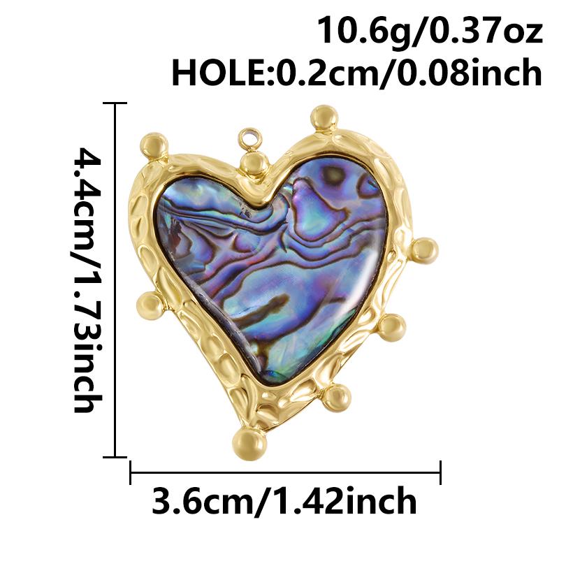 High Quality 304 Stainless Steel Sun Heart Abalone Shell Pendant For Jewelry Making Supplies Enamel Charm Golden DIY Accessories