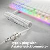 USB C Coiled Gaming Keyboard Cable Metal Aviator Wire