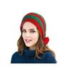 Santa Hat Red White Green Striped Print Knitted Christmas Hat with Plush Ball Decor Holiday Accessory
