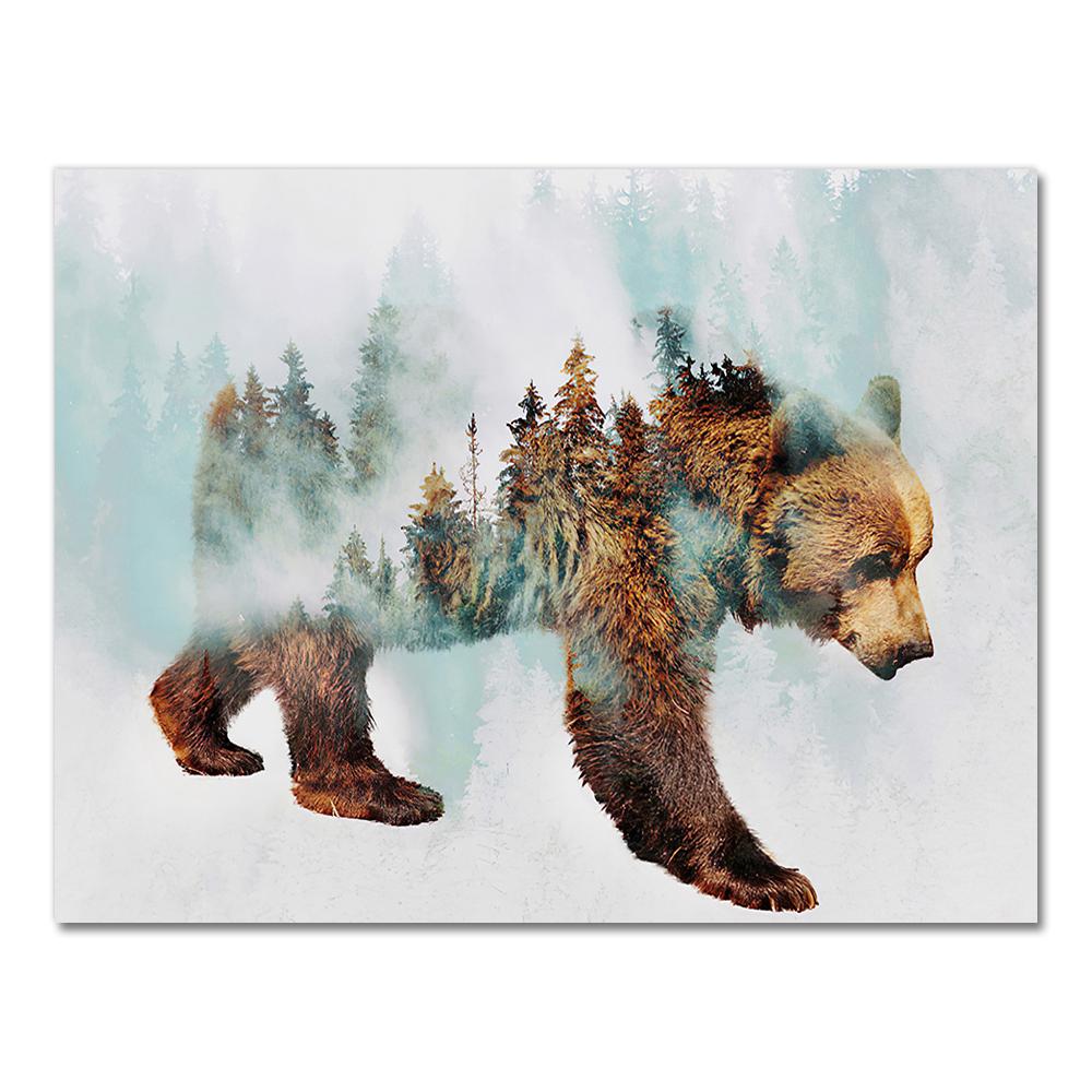 Landscape Forest Bear Fox Wolf Nordic Posters And Prints Wall Art Canvas Painting Abstract Animal Wall Pictures For Kids Room