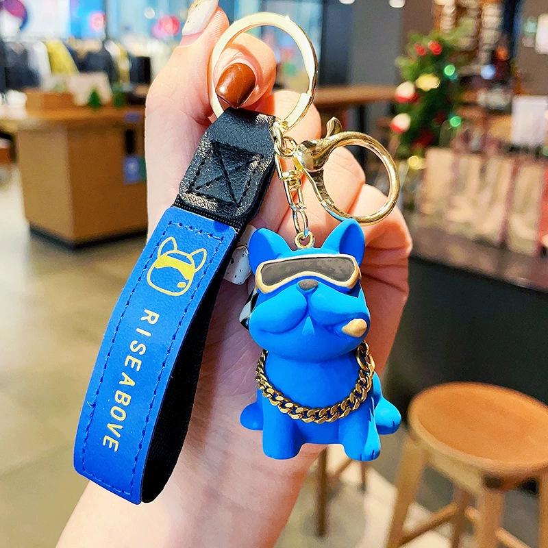 Trendy Bulldog Resin Keychain: Cute Puppy Pendant for Cars & Backpacks, Perfect Gift