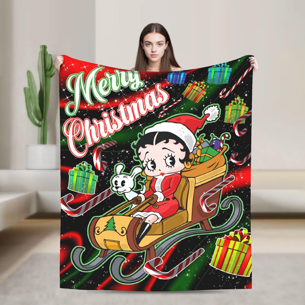 Warm Blanket Airplane Travel B-Bettys Boops Bedding Throws  Flannel Bedspread For Home Decor Graphic Sofa Bed Cover