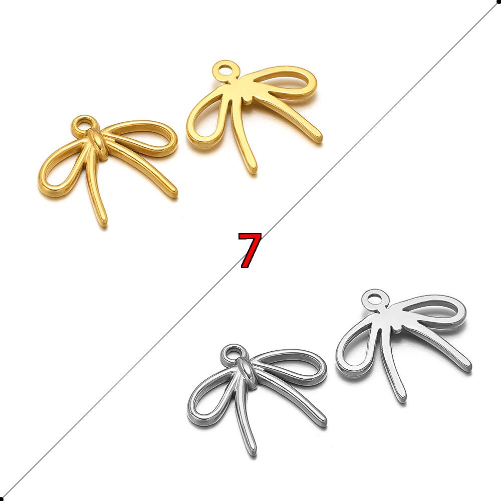 5pcs Stainless Steel Bow Knot Cute Fashion Summer Series Simple Style Pendants for Necklace Earrings Making Handmade DIY Jewelry