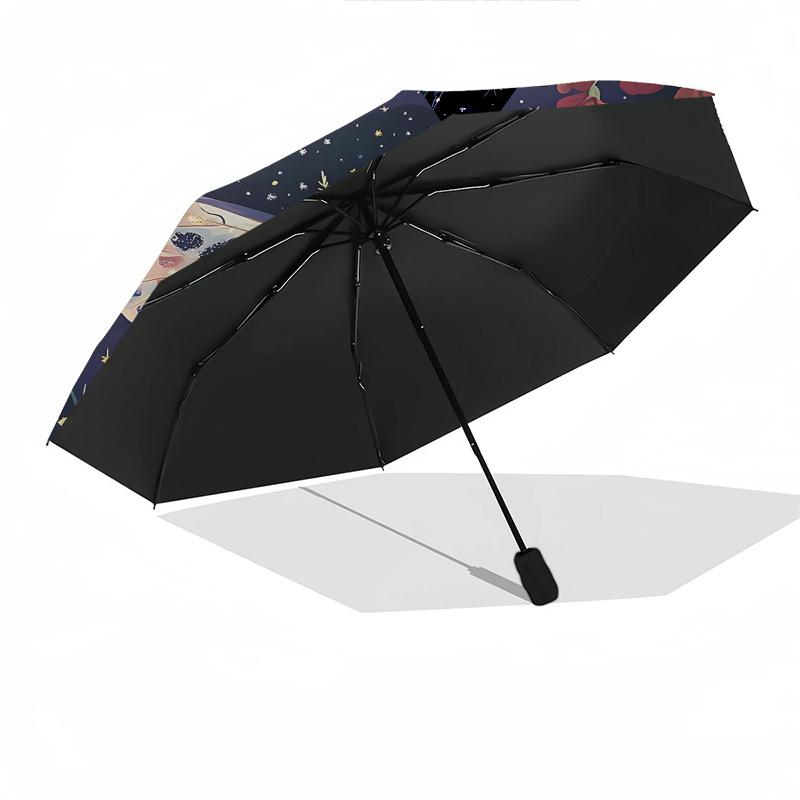 Butterfly,Night Garden Automatic Folding umbrella Compact 8 rib Design,Unique Style,Suitable for Everyday Outdoor Use,Perfect Gift for