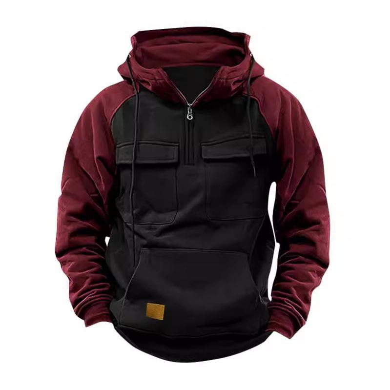

Men s Zipper Tooling Pullover Long-sleeved Hooded Sweater M