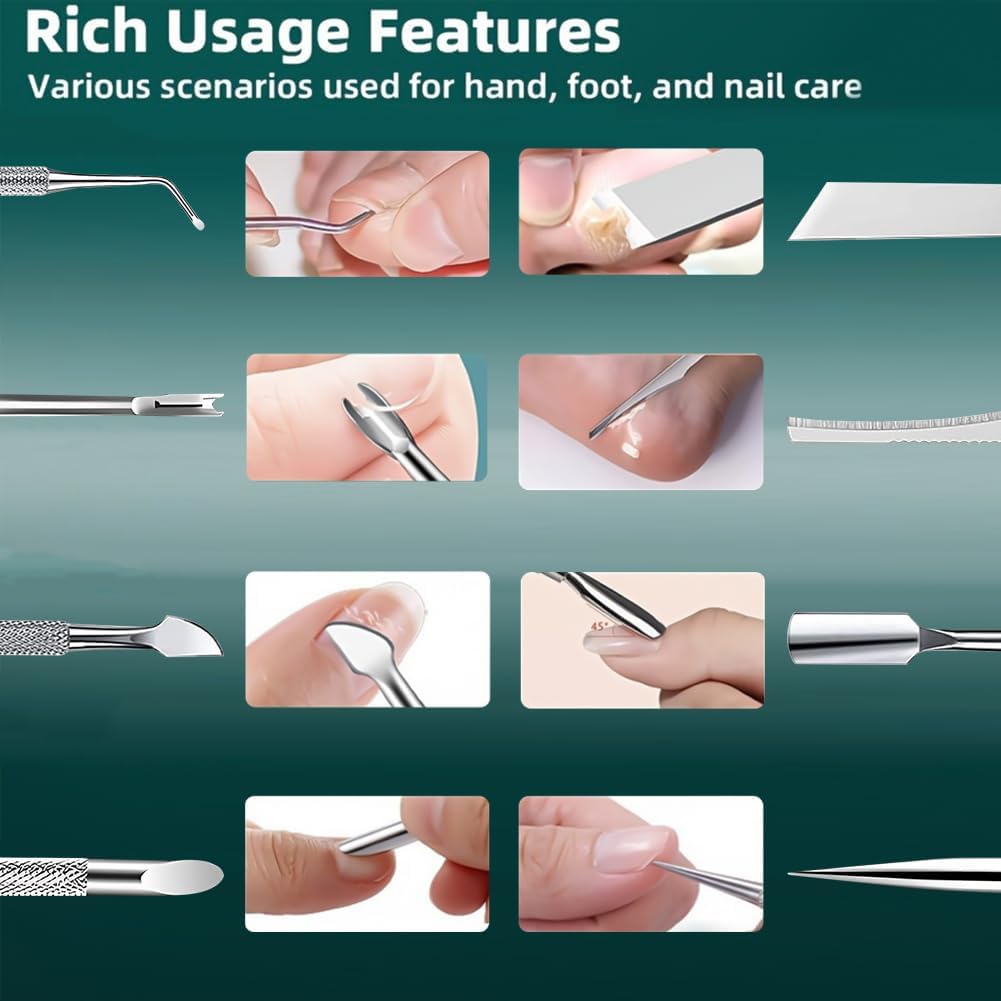 17 Piece Professional Foot Care Kit, Stainless Steel Pedicure Tools Set with Storage Box