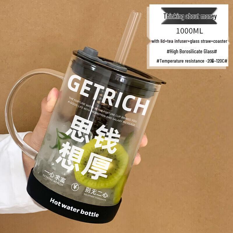 Large Capacity Borosilicate Glass Straw Cup