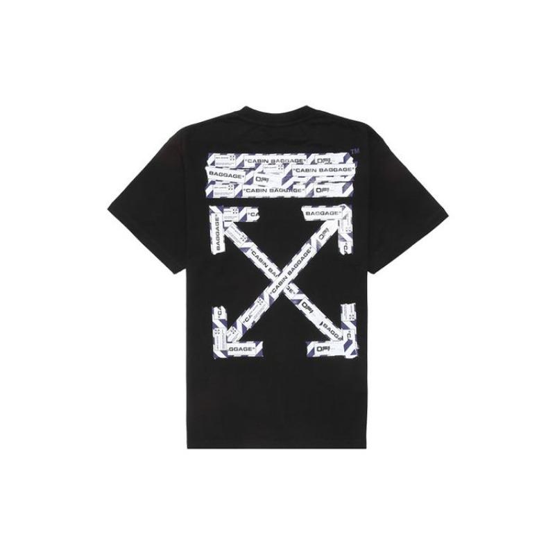 Off-White SS20 Flughafenband Pfeildruck Kurzarm T-Shirt Herren Schwarz OMAA038S201850031088