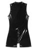 Men's Wet Look Patent Leather Bodysuit Long Sleeve Zipper Jumpsuit Catsuit Clubwear