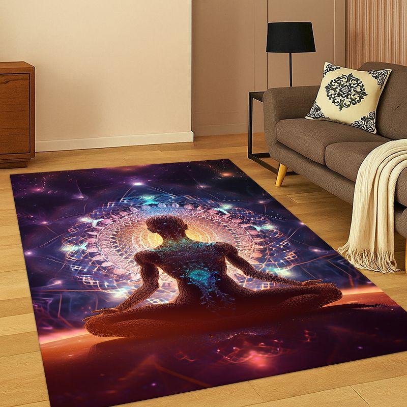 Yoga Cosmic energy Rainbow 23 Chakra Meditation Carpet Rug for Bedroom Living Room Sofa Doormat Home Decor,kid Area Rug Non-slip