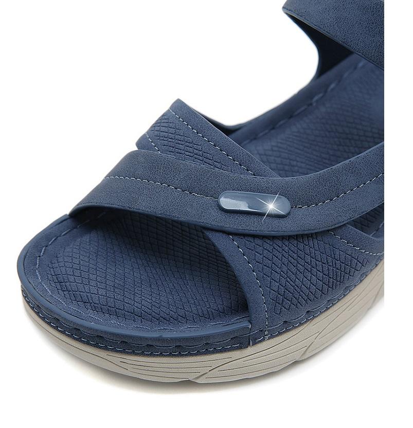 2024 Orthpedic Sandals Women's Faux Leather Shoes Summer Strappy Sandal Elder Woman Wedged Heel Shoes Comortable Mom Sandals