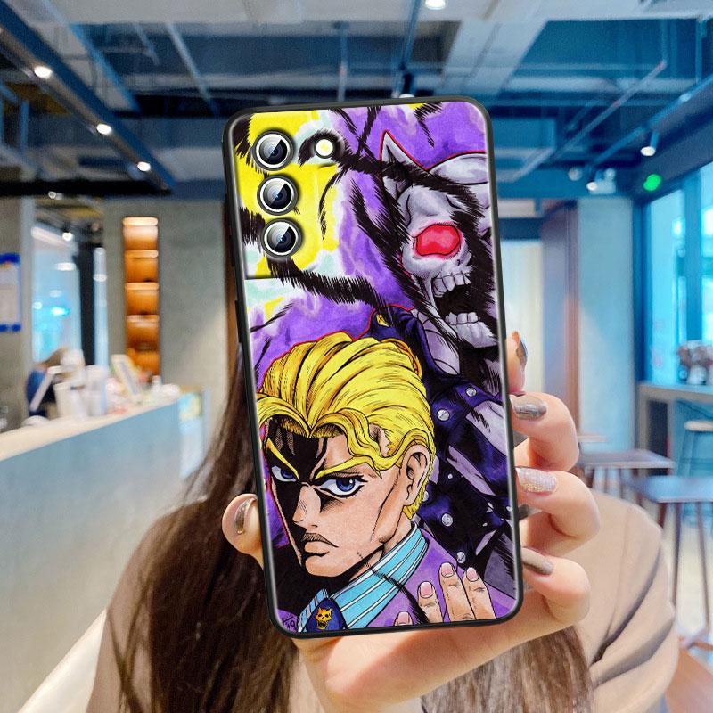 Cartoon Anime JoJo Jotaro Kujo Phone Case For Samsung S23 S22 S21 S20 S10 S8 Note 20 A9 A73 A71 A53 A33 Ultra Plus FE Black