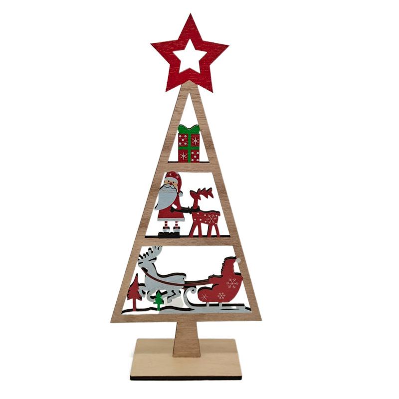 Wooden Christmas Tree Shaped Mini Pendants New Year Home Decor Gift Craft Props DIY Festival Party Tabletop Ornaments Gift