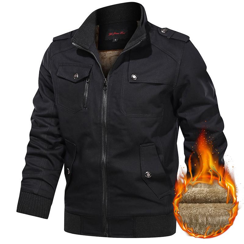 

Men s Washed Cotton Military Style Stand Collar Jacket - Casual Outdoor Fashion Coat M