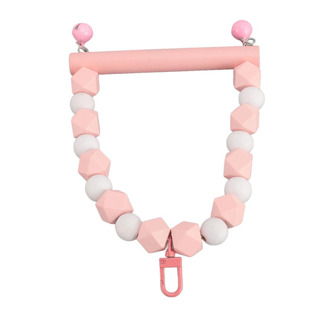 Wooden Bird Swing Perch Toy Hanging Parrot Swing Standing Toy Claws Grinding Anxiety Reduction Birds Toy Roseate