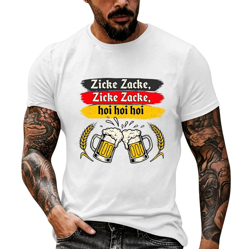 Pánské Oktoberfest Vintage Textura Potisk Krátký Rukáv Tričko Volný Střih Ležérní Letní Denní Nošení Vrchní Díl pro Venkovní Akce a Festivaly
