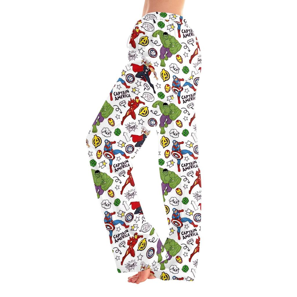 Women's Casual Loose Fit Pants with Elastic Waist, Printed Sleep Pants