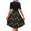 Women's Fashion Casual Belt Short Sleeve Round Neck Floral Elegant Temperament Dress