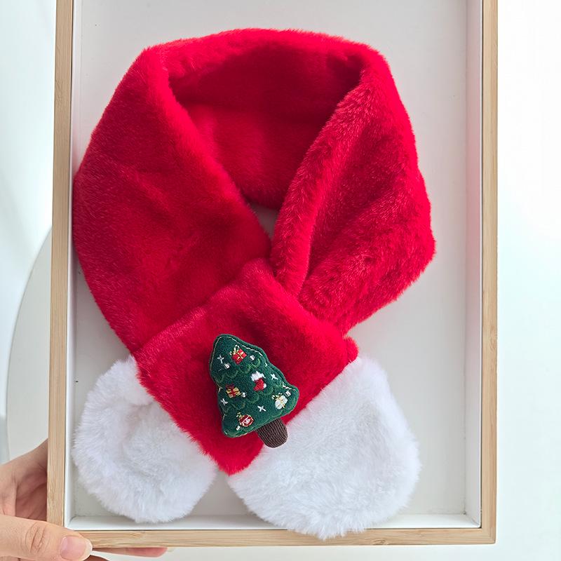 Kids' Red Knit Scarf: Winter Plush Neck Warmer