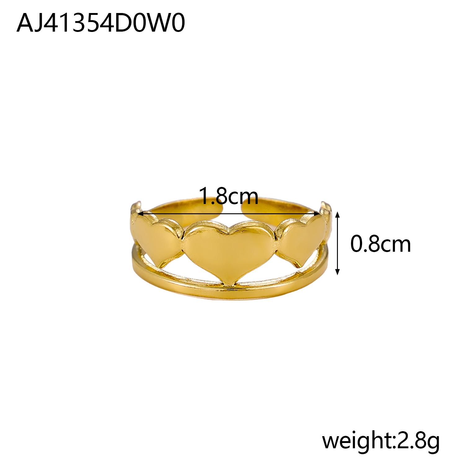 

CARLIDANA Statement Metal Love Heart Shape Stainless Steel 18K Gold Plated Finger Ring Waterproof Adjustable Ring Jewelry resizable