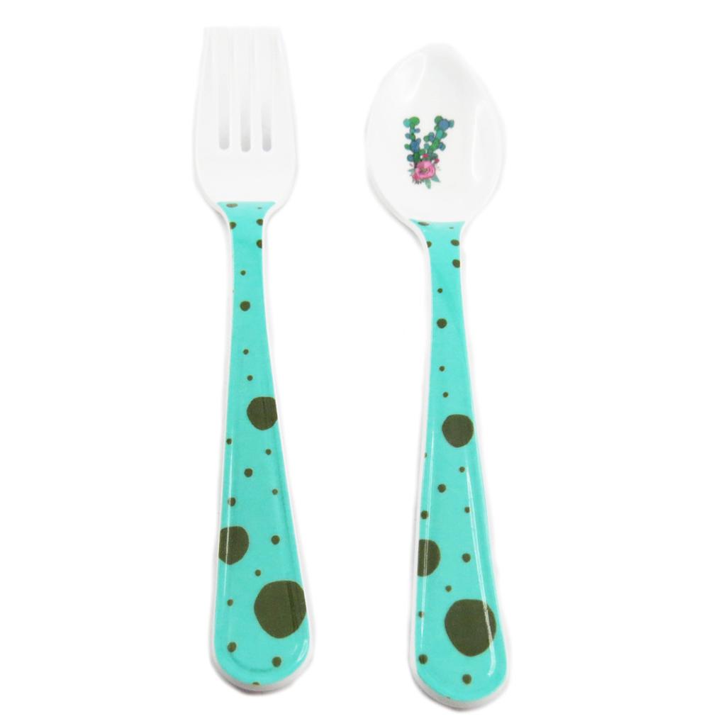 Les Trésors De Lily [R0334] - Children's Melamine Cutlery 'Saperlipopette' Green (cactus) - 16 Cm
