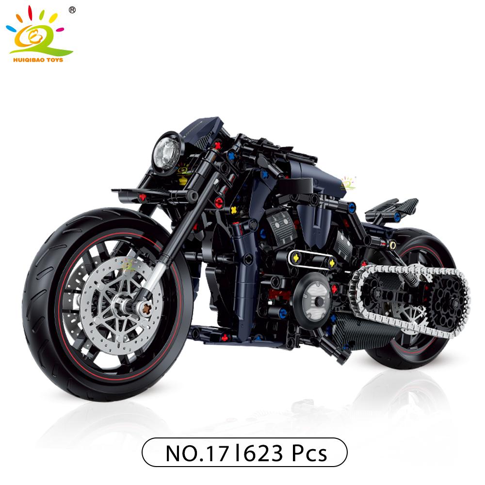 1:8 Blocuri de Construcție Motociclete Clasice Model High-tech Racer Moto Oraș Cărămizi Jucărie pentru Copil Băiat Copii Adult Set Mașină MOC