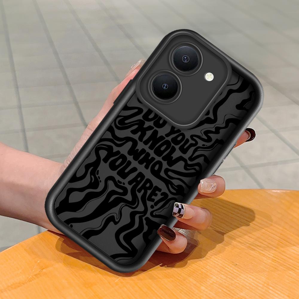 Soft Silicone Square Ladder Printing Pattern Phone Casing Full Cover Camera Shockproof Protection Rubber Case for Vivo