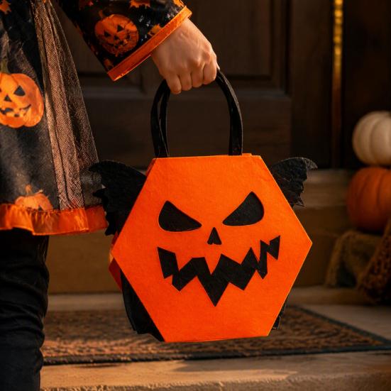 Decorative Festival Display Props Halloween Felt Trick or Treat Bags, Cartoon Owl Bat Devil Pumpkin Kids Theme Party Souvenir Pouches Handheld