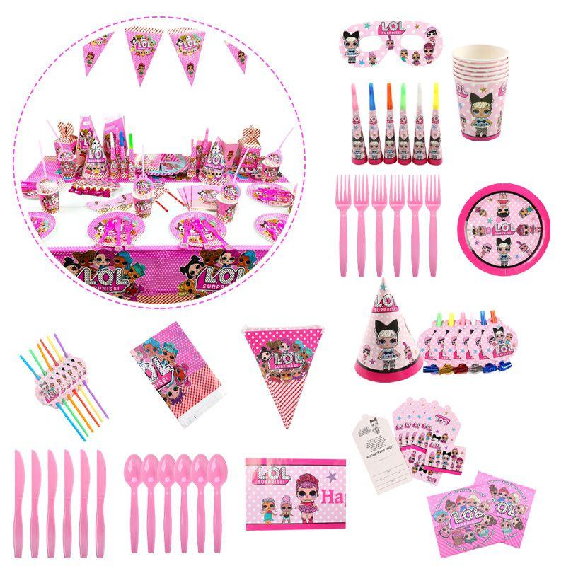 Theme Party Lol Supplies Birthday Decorations Banner Plates Kids Favors Girls