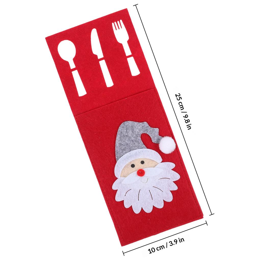 4Pcs Xmas Tableware Covers Christmas Cutlery Holders Fork Spoon Bags Holiday Party Silverware Pouches Festival Dining Table