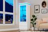 Vetrina 60*40*171cm, Armadio Alto con 2 Cassetti, Vetrina in Vetro ad Alta Lucentezza con LED, Soggiorno con Ante in Vetro e Ante a Ribalta, Bianco