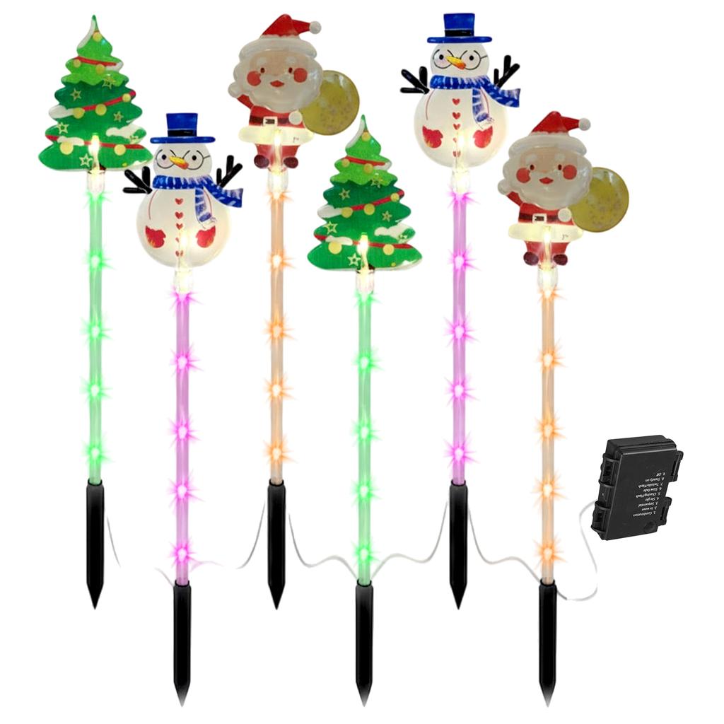 6-Pack Christmas Pathway Lights Solar Christmas Garden Stake Lights Outdoor Yard Lights for Xmas Decorations Outdoor Yard Patio