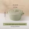 Cream Style Ceramic Double-Handled Soup Bowl with Lid