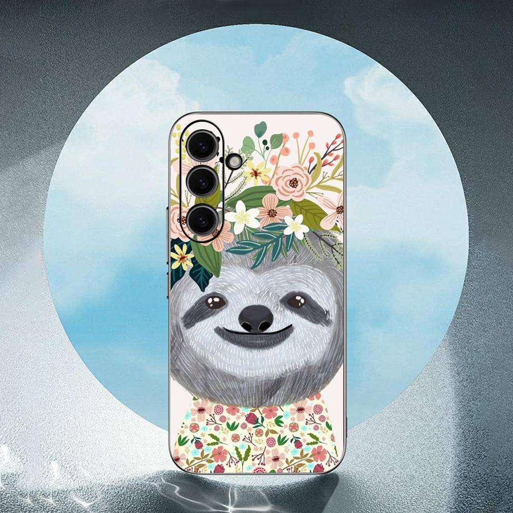 Animal Head Wearing Flowers For Samsung Galaxy S23 S24 S25 Ultra S22 Plus S21 Black Soft Case Waterproof Soft Case