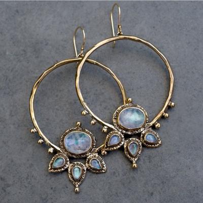 Vintage Bohemian Lotus Pendant Earrings for Women's Beach Vacation and Daily Jewelry, Casual Earrings with Tear Drop Design