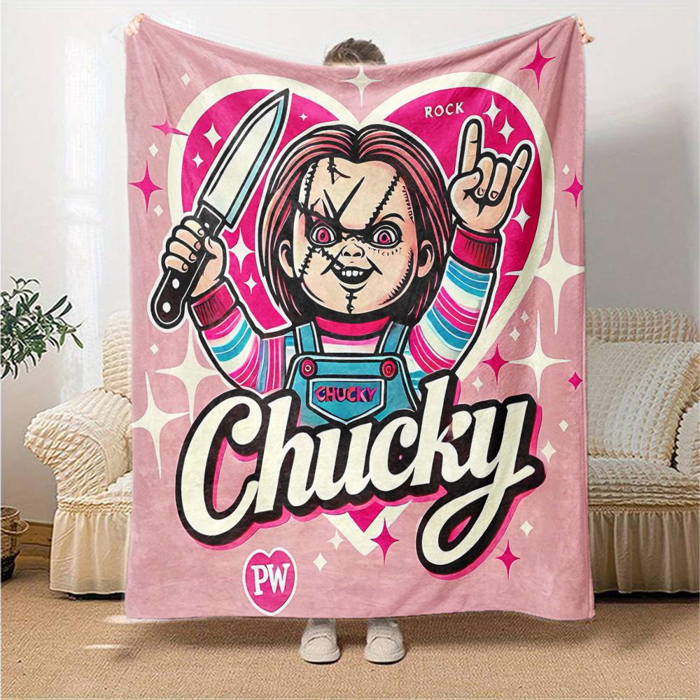 1pc Chucky3 Blanket, Gift, for Men and Women, Soft Blanket, Good for Sofa Bed Couch Travel, Lightweight Flannel Blanket