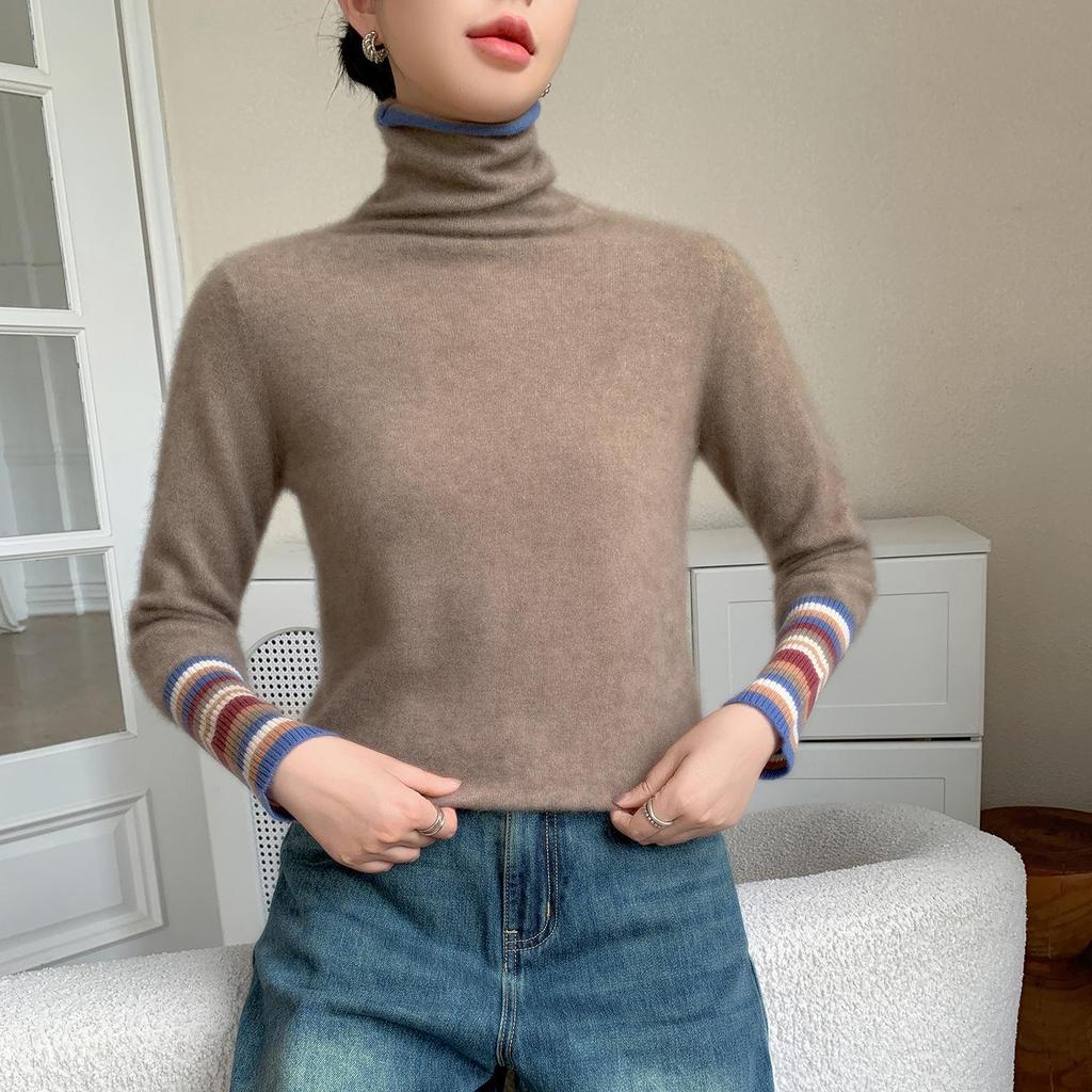 Heavyweight Cashmere Slim Fit Turtleneck Knit Top for Autumn/Winter