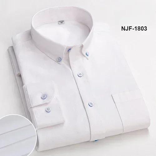 Spring and Autumn Men's Pure Cotton Long Sleeved Shirts for Middle and Youth Leisure All Cotton Oxford Plaid Plus Size Shirts