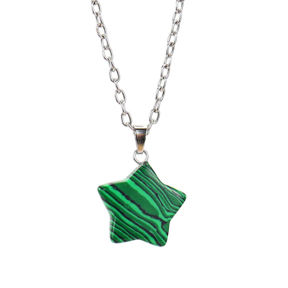 Natural Crystal Rough Stone Pendant, Five-Pointed Star Necklace, Small Star Jewelry Accessories N676