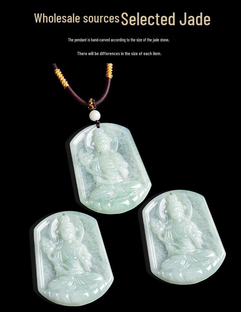 Natural A-Grade Jadeite Bodhisattva Ice Jade Pendant - Zodiac Horse Guardian for Men & Women