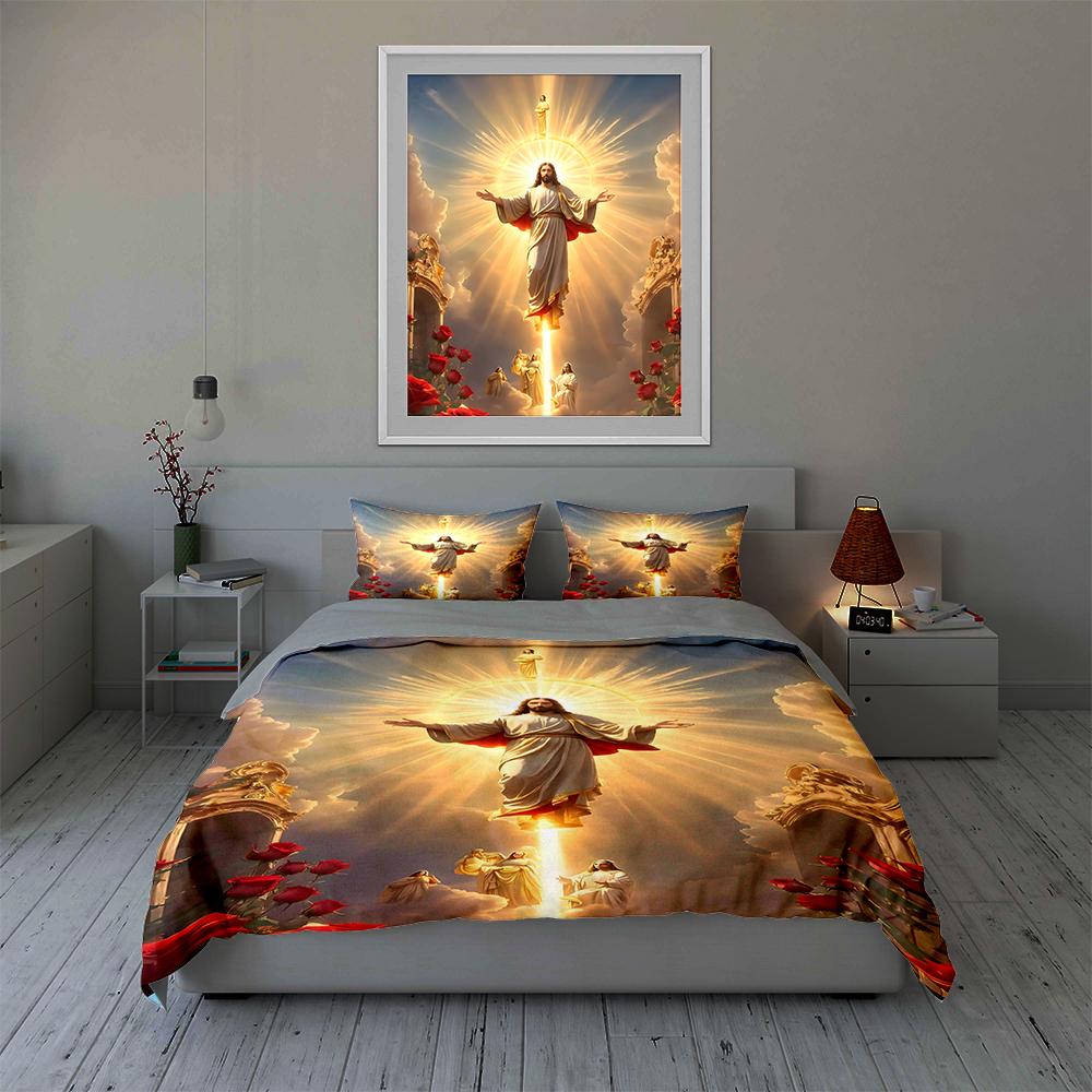 Radiant Divine Scene Bedding Duvet Cover Sets Duvet Covers Pillowcases Gifts (1 * Duvet Cover 2 * Pillowcases, Without Duvet Insert)