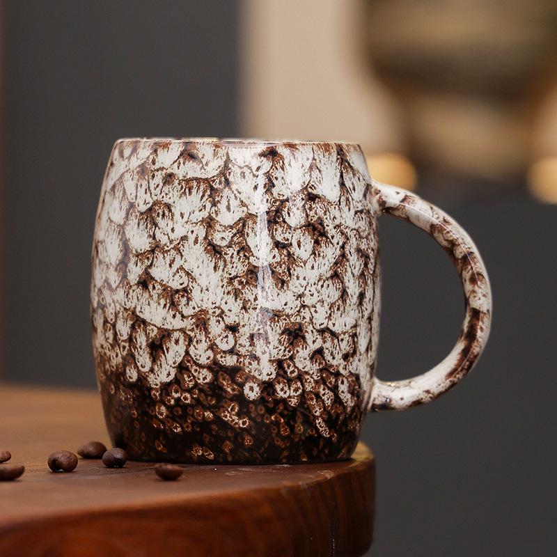 Ceramic Coffee Cup American Retro Latte Latte Flower Cup High Value Water Cup Large Capacity Mug