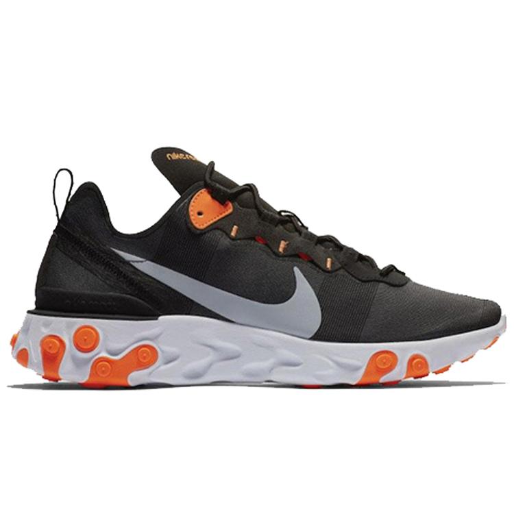 new Nike React Element 55 Black Cool Grey Total Orange