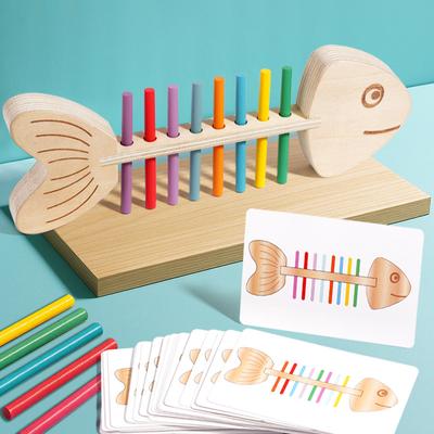 Montessori Farbzuordnung Sensorisches Spielzeug Holzbalancierstab Feinmotorik Trainingsspiel Puzzle Spielzeug für Jungen Mädchen Geburtstagsgeschenk
