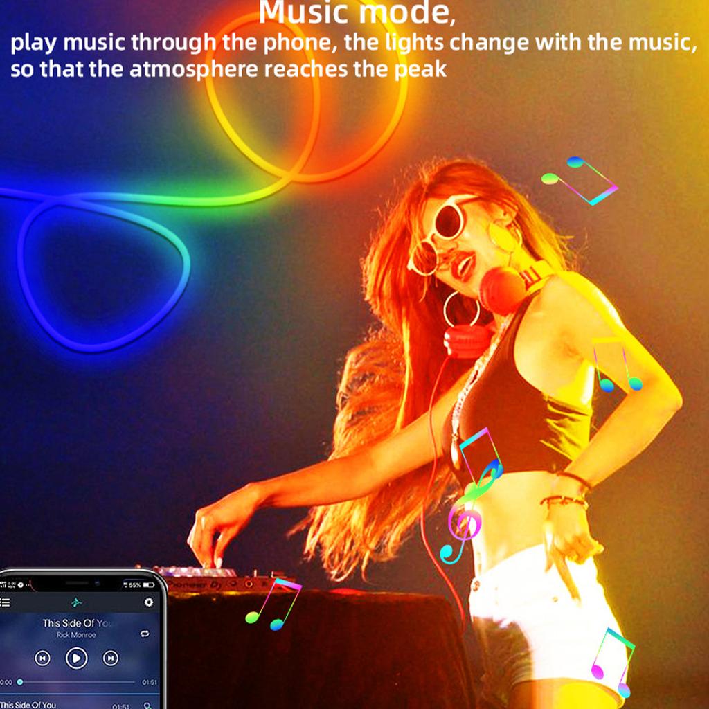 Smart WIFI Colorful Music Soft Light Strip Silicone Flexible DIY Modeling Light LED Neon Light Strip Set
