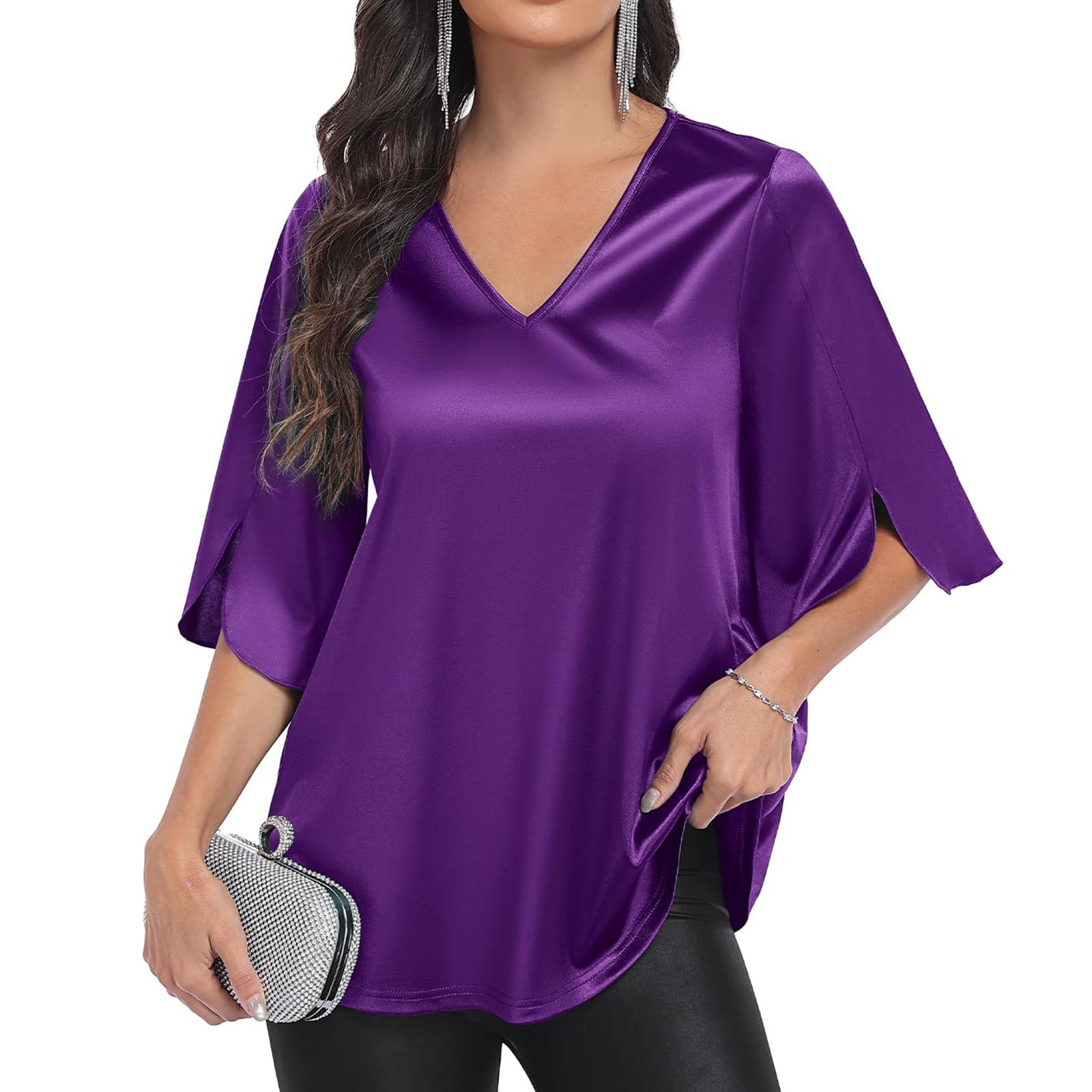 

Ladies Color Summer Fashionable Temperament Elegant V-neck Top XL