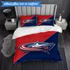 3PCS Columbus Blue Jackets Logo Bedding Set,Including 1pc Duvet Cover And 2pcs Pillowcases Perfect for Bedroom, Dormitory, Fan Christmas Gift